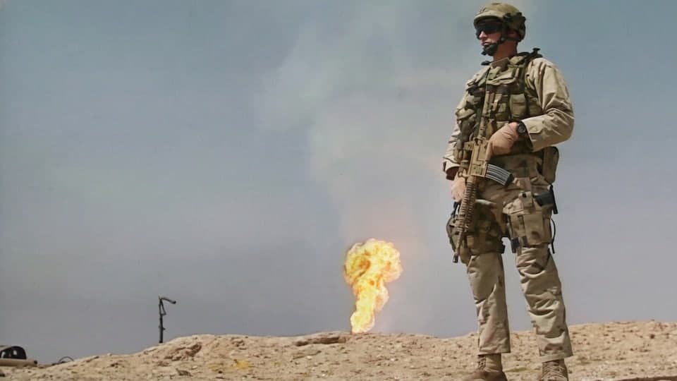 Iraq Burning Oil Fields Stock Footage.