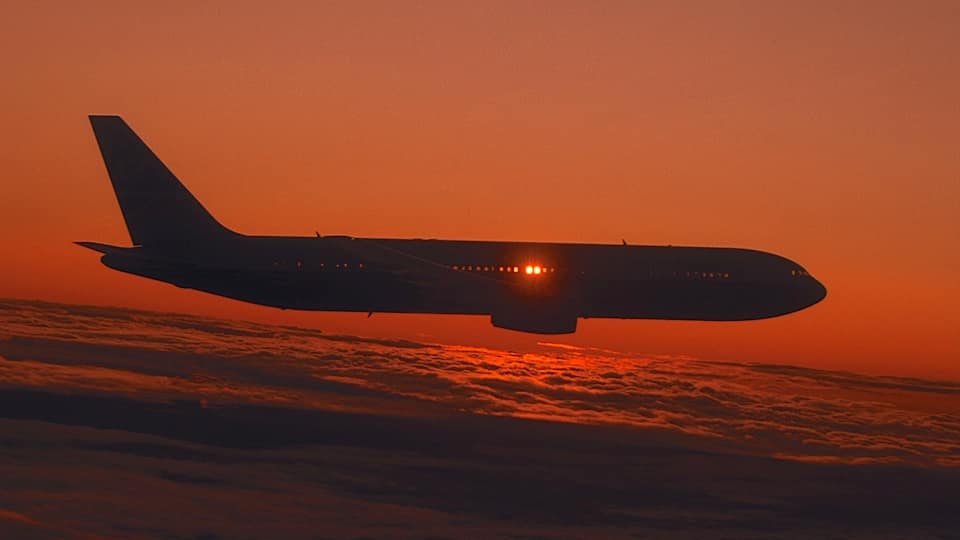 Planes Flying Dusk and Night HD Stock Footage.