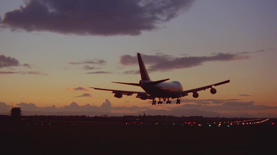 Planes Landing Dusk HD Stock Footage.