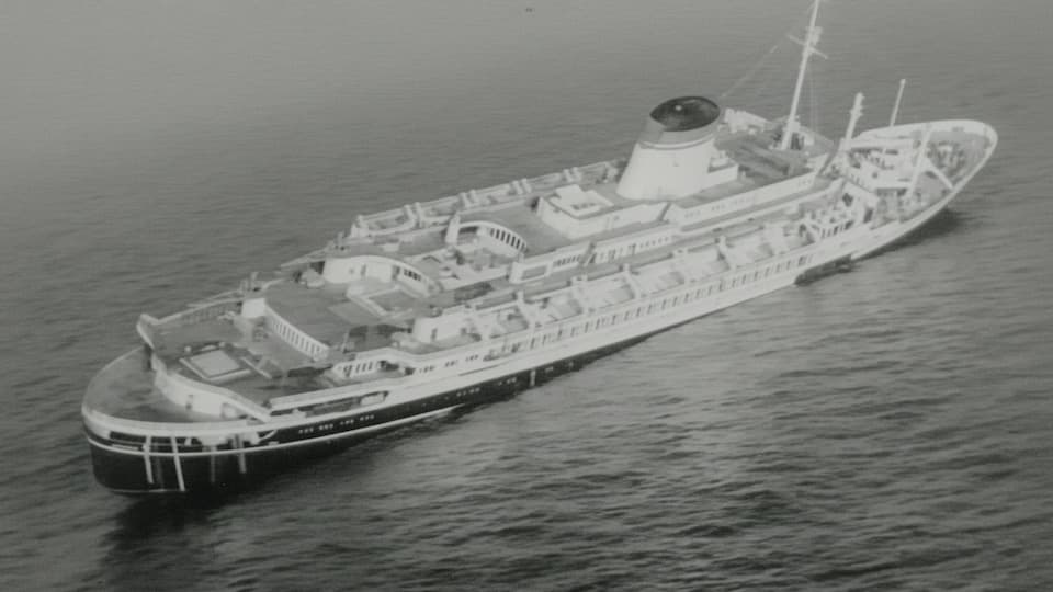 SS Andrea Doria Sinking Stock Footage.