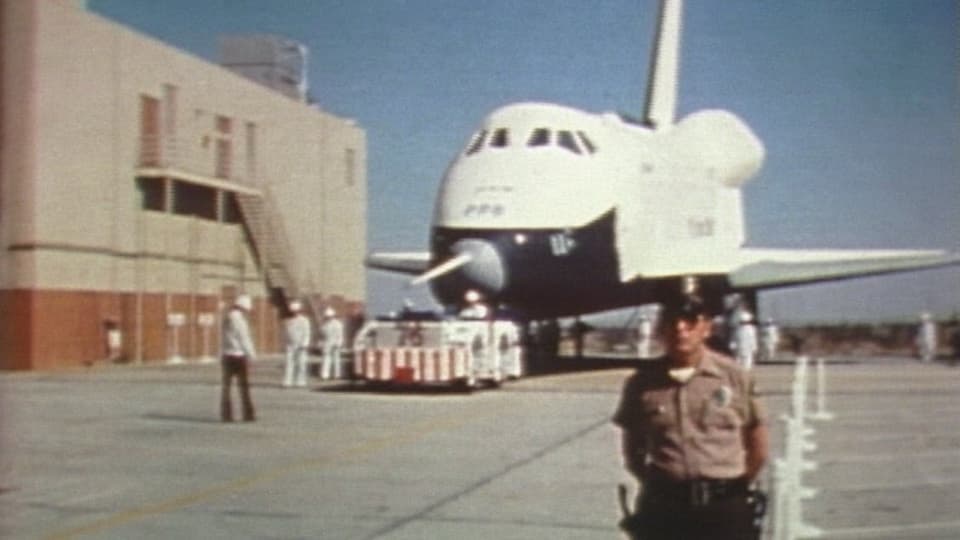 NASA Space Shuttle Enterprise unveiling 1976 Transport for Tomorrow Stock Footage.