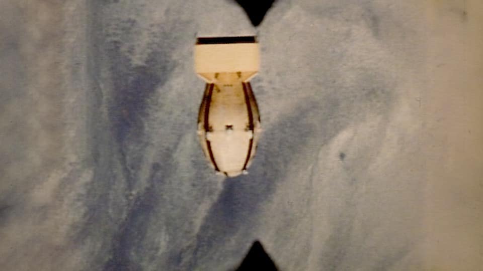 Testing 'Fat Man' bomb dropped on Nagasaki. Stock Footage.