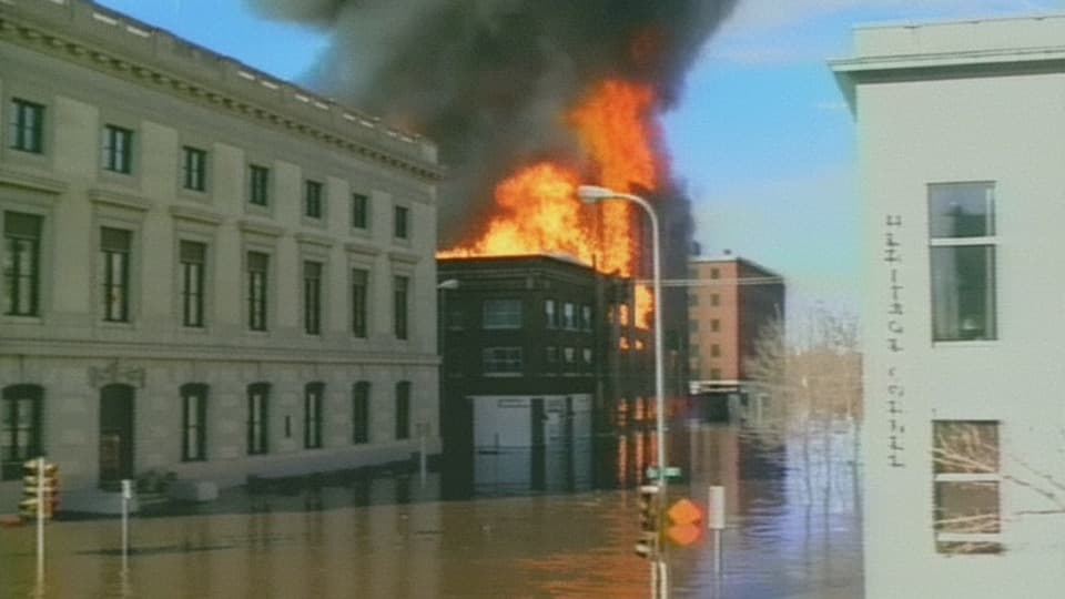 Grand Forks North Dakota Flooding 1997 Stock Footage.