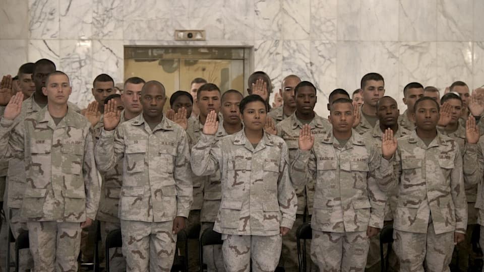 Iraq 2004 Soldier Naturalization Service with pres George W. Bush