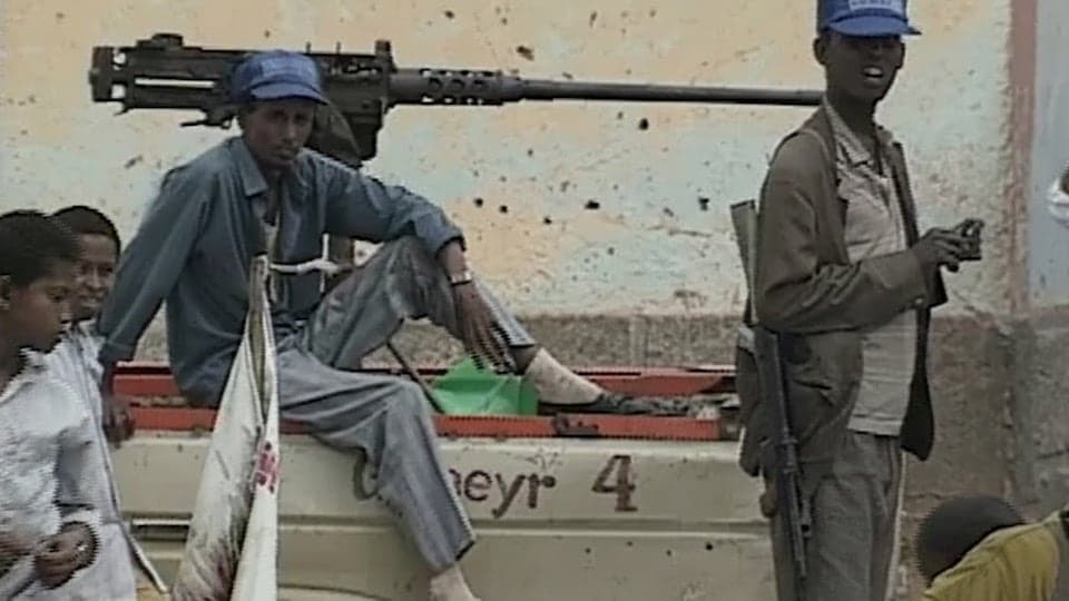 Somalia Mogadishu and Mohamed Farrah Aidid 1993 stock footage thumbnail