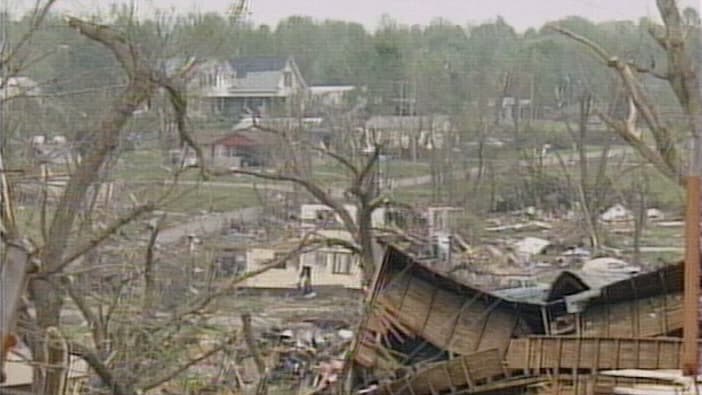 Stockton MO Tornado May 2003 Stock Footage.