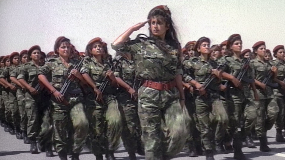 Syrian Military Parade with President Hafez al-Assad 1990s stock footage thumbnail