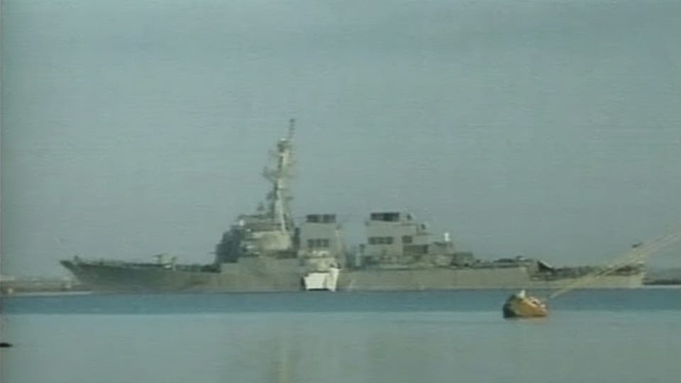 USS Cole suicide bombing 2000 stock footage thumbnail