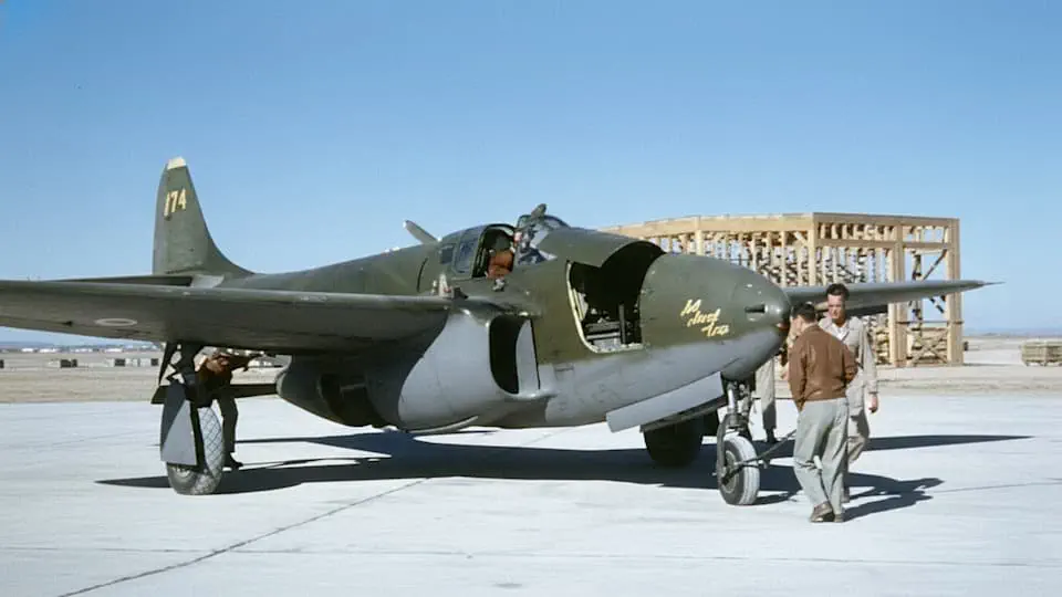 Bell XP-59A Airacomet First American Jet Plane Stock Footage.