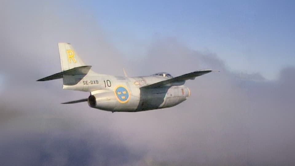 Saab J29 Tunnan Stock Footage.
