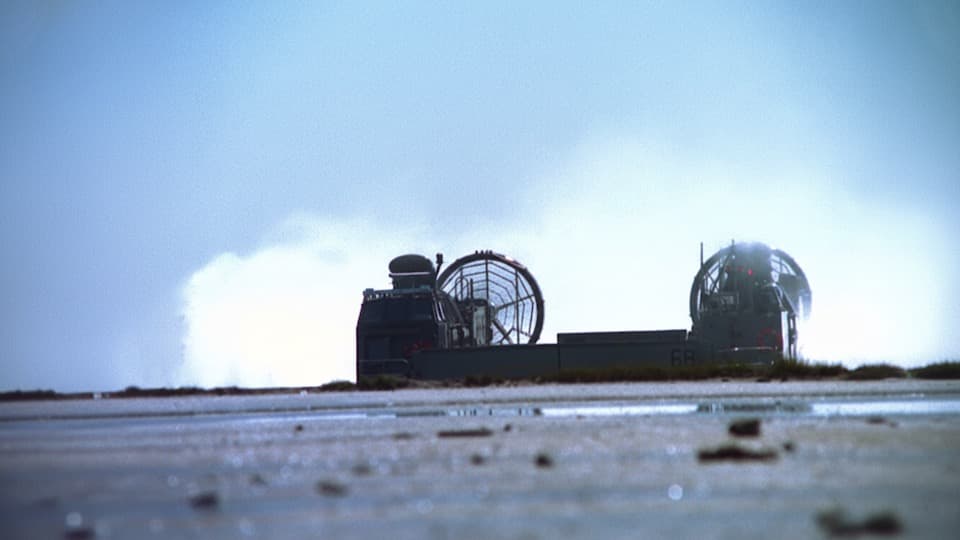 LCAC - Landing Craft Air Cushion Hovercraft Stock Footage.